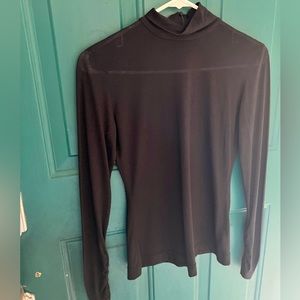 Akris semi sheer black high neck shirt. Size 4